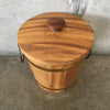 Vintage Monkey Pod Ice Bucket With Brass Handles Product Image