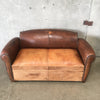 Antique French Leather Loveseat