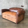 Antique French Leather Loveseat