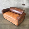Antique French Leather Loveseat