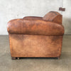 Antique French Leather Loveseat