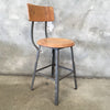 Industrial Shop Stool with Back & Adjustable Legs