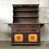 Large Old Wood Sunburst Monterey Furniture Hutch
