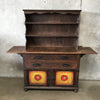 Large Old Wood Sunburst Monterey Furniture Hutch