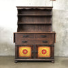 Large Old Wood Sunburst Monterey Furniture Hutch