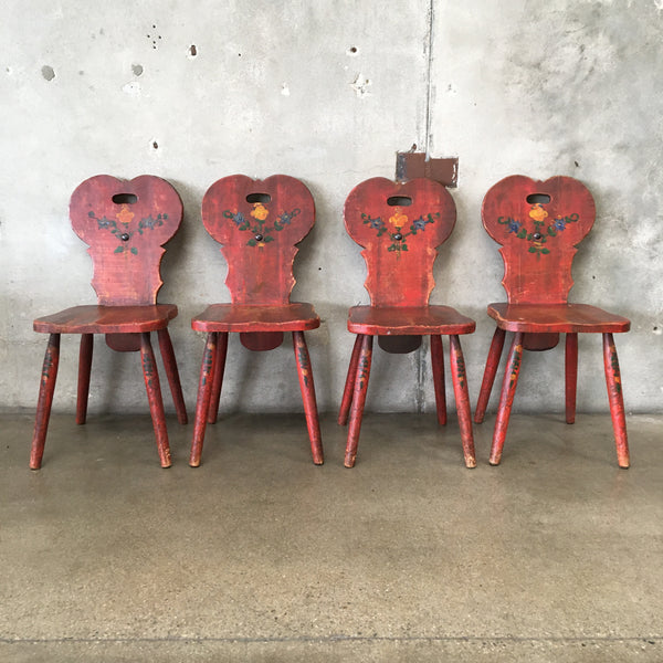 Set of Four Red Wine Cellar Monterey Furniture Chairs
