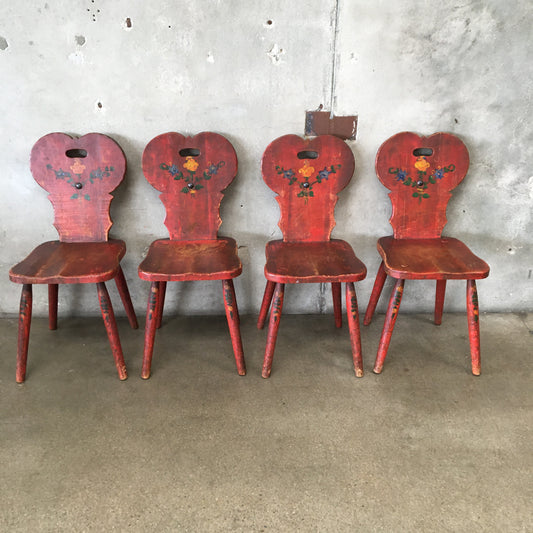 Set of Four Red Wine Cellar Monterey Furniture Chairs