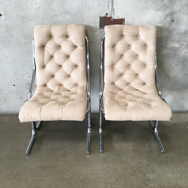 Pair of Mid Century Daystrom Chrome Cantilever Chairs