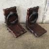 1970's Wood Iron Bookends