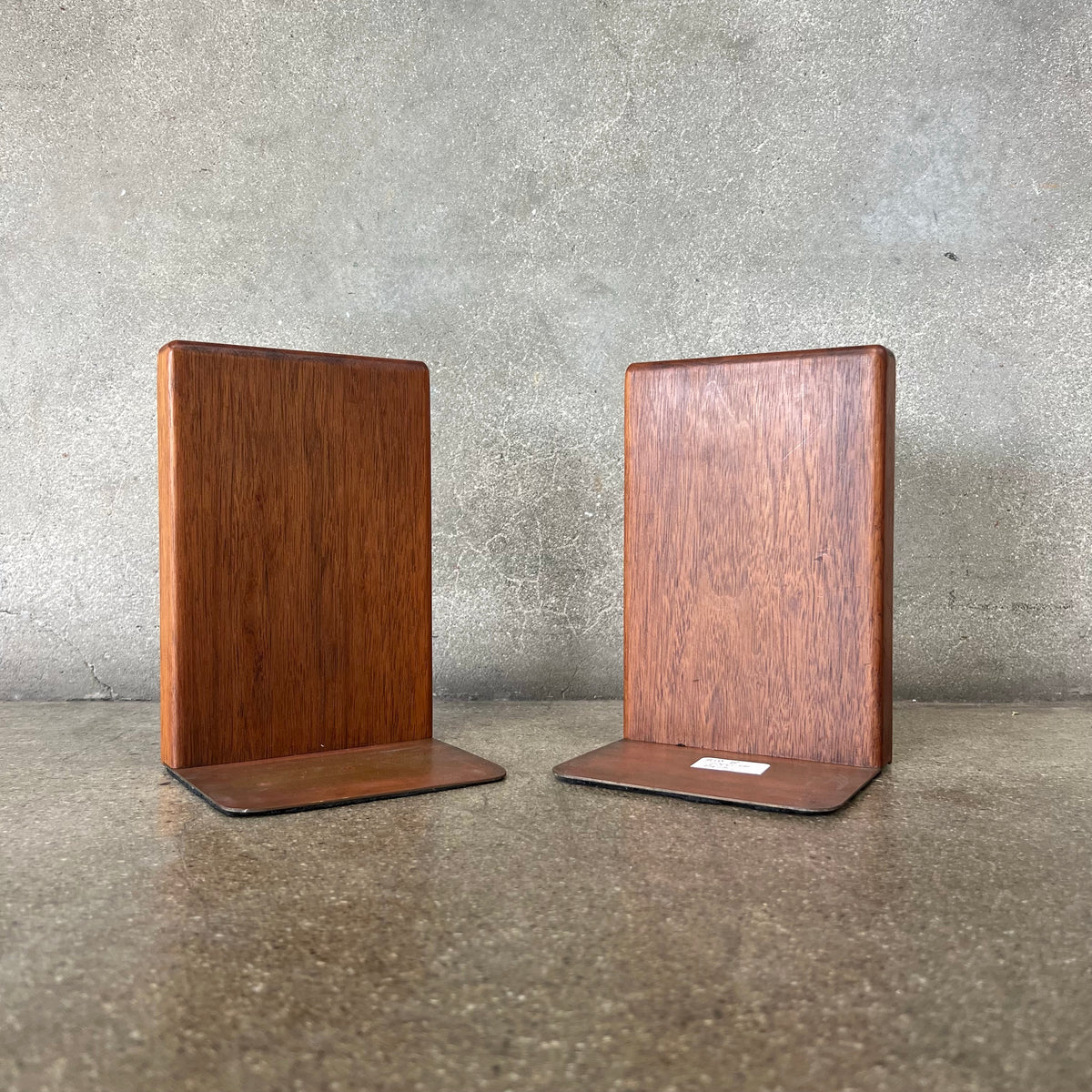 Vintage Mid Century Walnut & Tile Book Ends