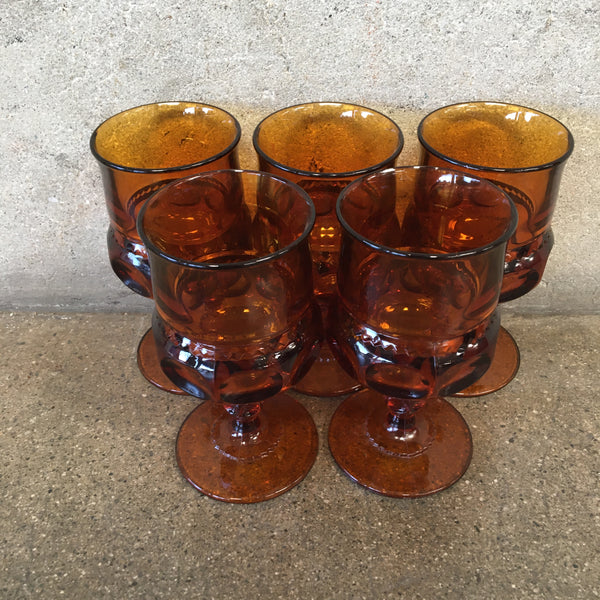 Set of Five Amber Goblets