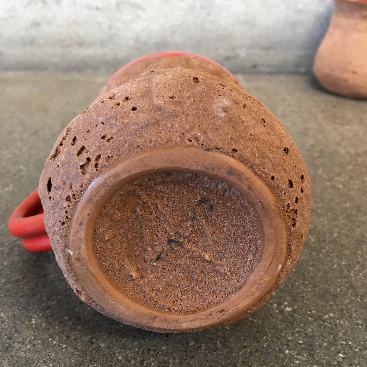 Set of Eight Italian Orange Lava Glaze Mugs
