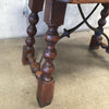 Heavy Solid Mahogany Drop-Leaf Table With Wrought Iron Stretcher