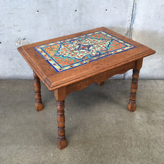 Six Tile 1920's Wooden Base Table