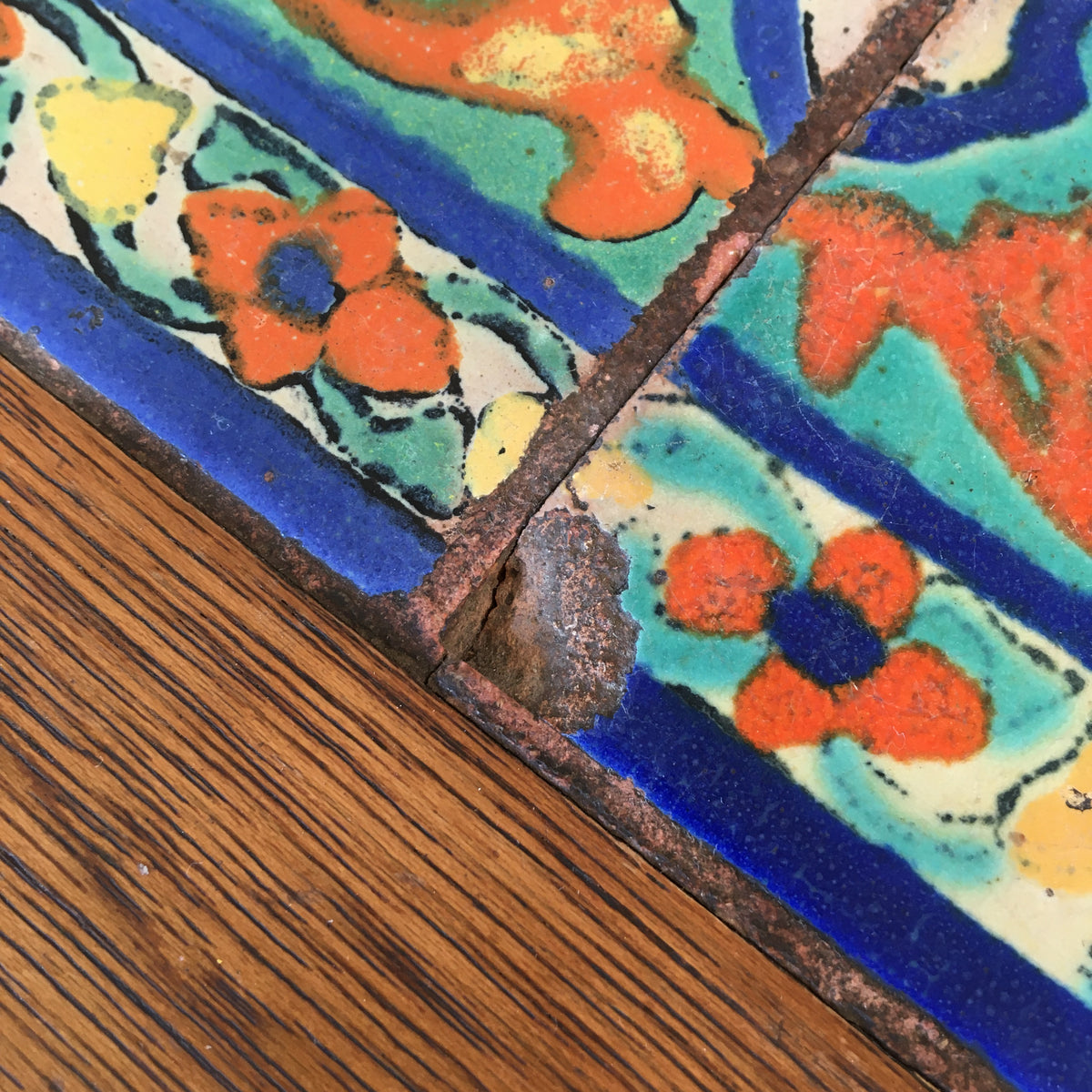 Six Tile 1920's Wooden Base Table
