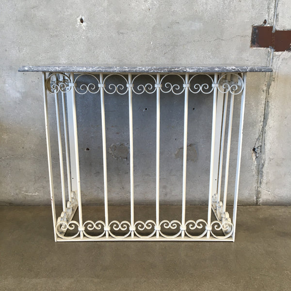 Vintage Wrought Iron Scroll Console With Grey Slate Top