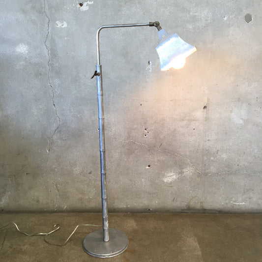 Vintage Polished Steel Bamboo Adjustable Floor Lamp By De Campos