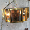 Mid Century Fredrick Ramona Brass & Smoked Glass Hexagonal Chandelier