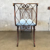 Iron Bench With Twisted Rope Detail - "French Blue Velvet" Upholstery