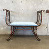 Iron Bench With Twisted Rope Detail - "French Blue Velvet" Upholstery