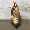 Mid Century Modern Sculpture Signed On Brass-Marble Base