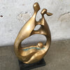 Mid Century Modern Sculpture Signed On Brass-Marble Base