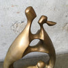 Mid Century Modern Sculpture Signed On Brass-Marble Base
