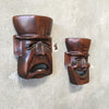 Vintage Pure Comedy And Pure Tragedy Carved Masks Product Image