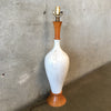 1960's Gold Fleck Ceramic and Wood Lamp