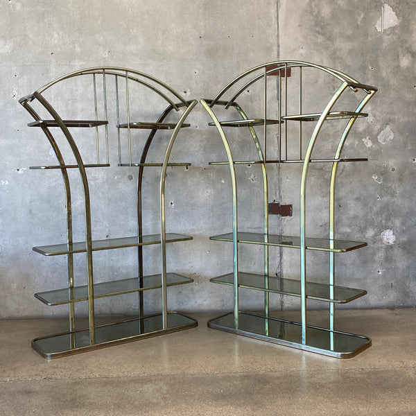 Pair of 80's Art Deco Style Open Shelving Etageres