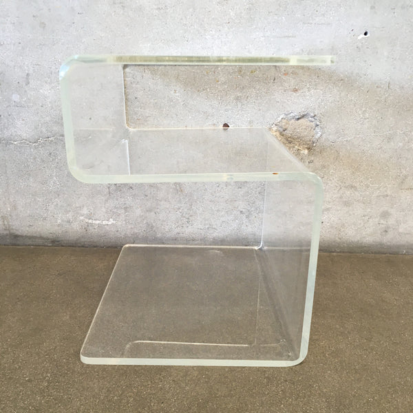 "S" Shaped Lucite Side Table