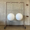 Pair Of Vintage Mid Century Industrial Modern Globe Lamps