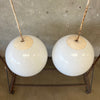 Pair Of Vintage Mid Century Industrial Modern Globe Lamps