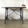 Monterey Furniture Oval Console Table w/Iron Stretchers & Leather Top