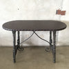 Monterey Furniture Oval Console Table w/Iron Stretchers & Leather Top