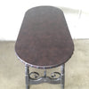Monterey Furniture Oval Console Table w/Iron Stretchers & Leather Top