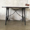 Monterey Furniture Oval Console Table w/Iron Stretchers & Leather Top