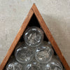 Vintage Christmas Tree Made of Wood, Glass Jars with Tinsel and Lights