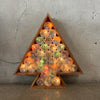 Vintage Christmas Tree Made of Wood, Glass Jars with Tinsel and Lights