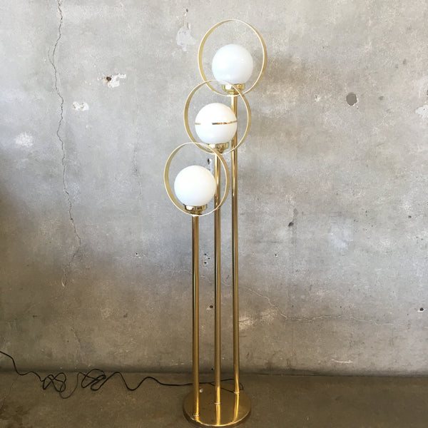 Mid Century Modern Triple Globe Gold Floor Lamp
