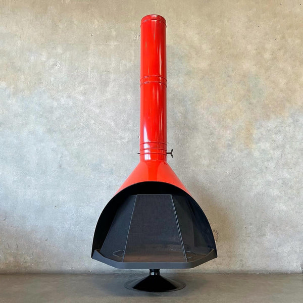 Vintage Mid Century Modern Red Majestic Firehood Fireplace