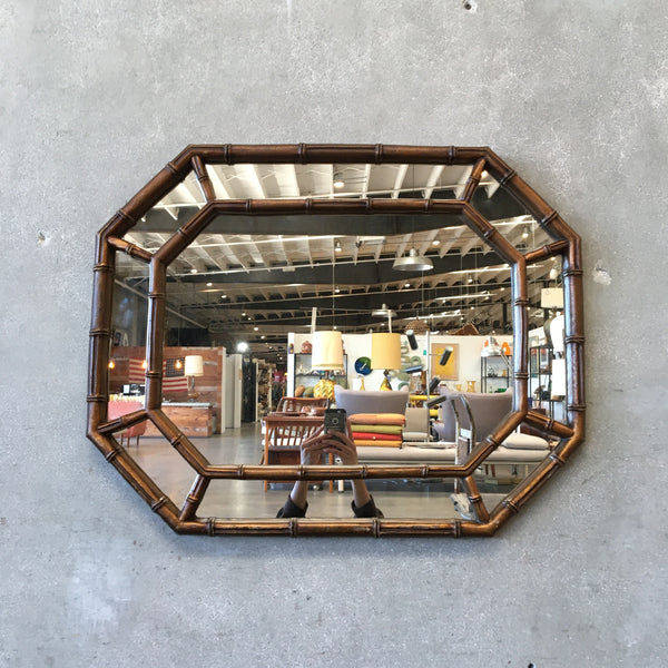 Vintage Faux Bronze Bamboo Mirror