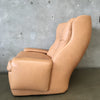 1970's Leather Arm Chair & Ottoman For Airborne France