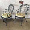 Vintage Wrought Iron Woodard Patio Set With Original Upholstered Seats