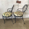 Vintage Wrought Iron Woodard Patio Set With Original Upholstered Seats