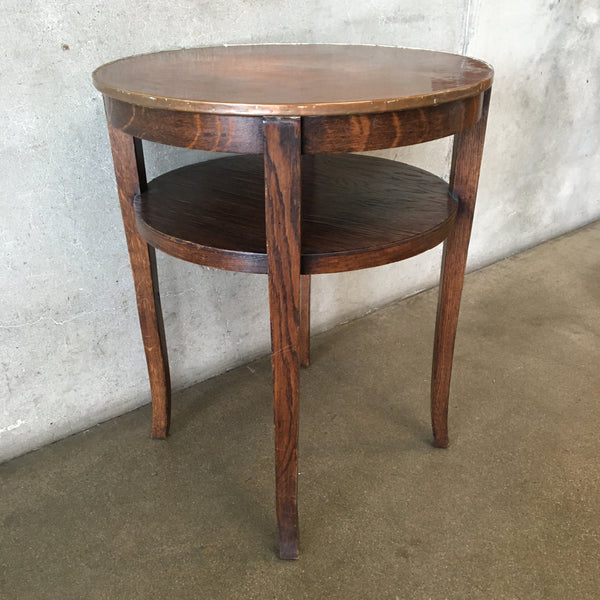 Vintage Quarter Sewn Oak With Copper Top Table