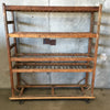 Antique Wood Shoe Rack with Five Glass Shelf Inserts
