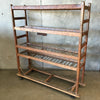 Antique Wood Shoe Rack with Five Glass Shelf Inserts