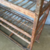 Antique Wood Shoe Rack with Five Glass Shelf Inserts