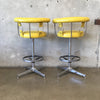 Pair of MCM "Gucci Style"  Yellow Bar Stools By Daystrom